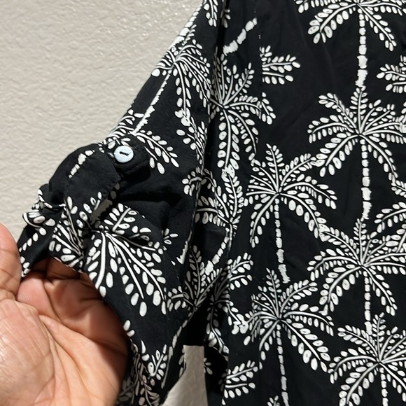 Maui Mamas Black and White Palm Tree Print Women's Top V Neck Pullover Size XXL - Picture 7 of 7
